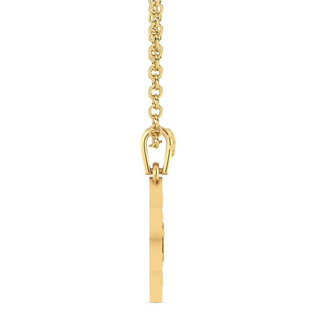 Jewish Star of David with Chai Pendant Necklace 14K Yellow Gold