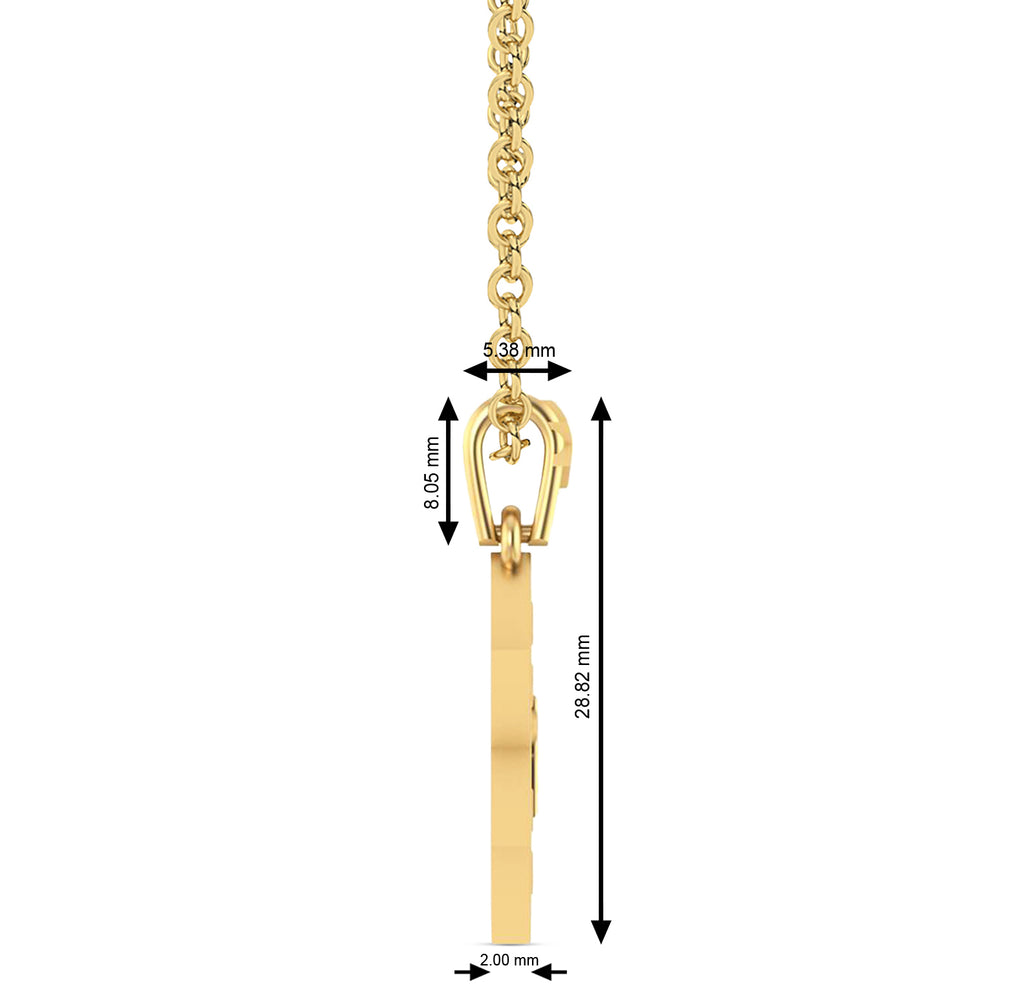 Jewish Star of David with Chai Pendant Necklace 14K Yellow Gold
