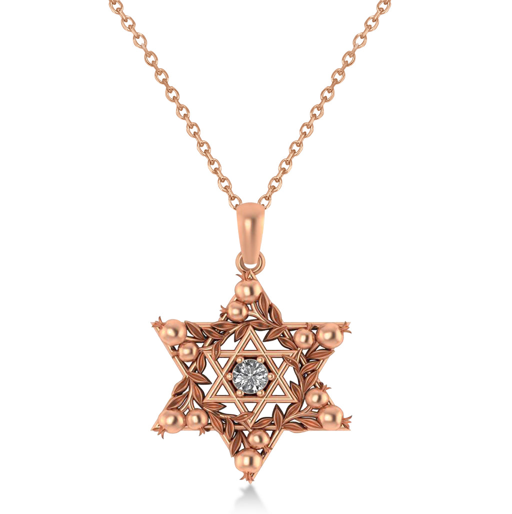 Diamond Jewish Star of David Pendant Necklace 14K Rose Gold (0.25ct)
