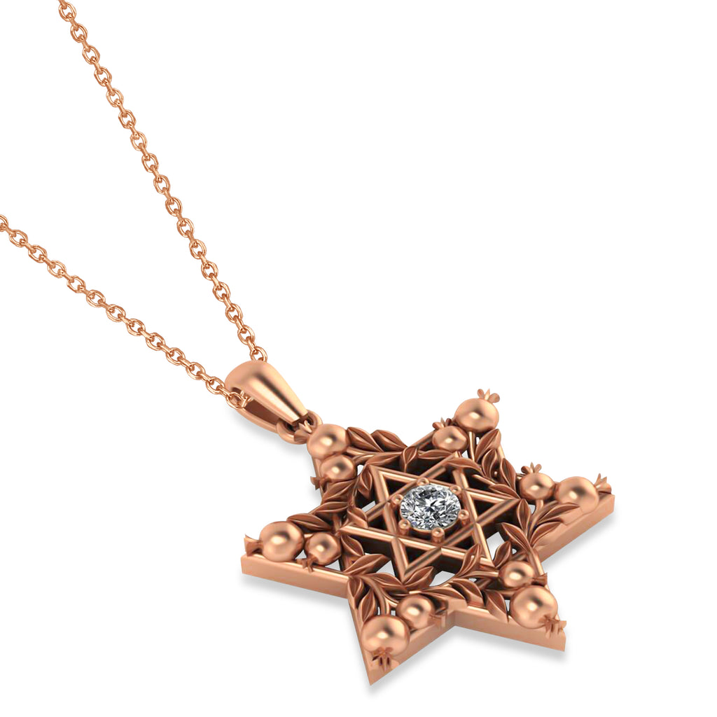 Diamond Jewish Star of David Pendant Necklace 14K Rose Gold (0.25ct)