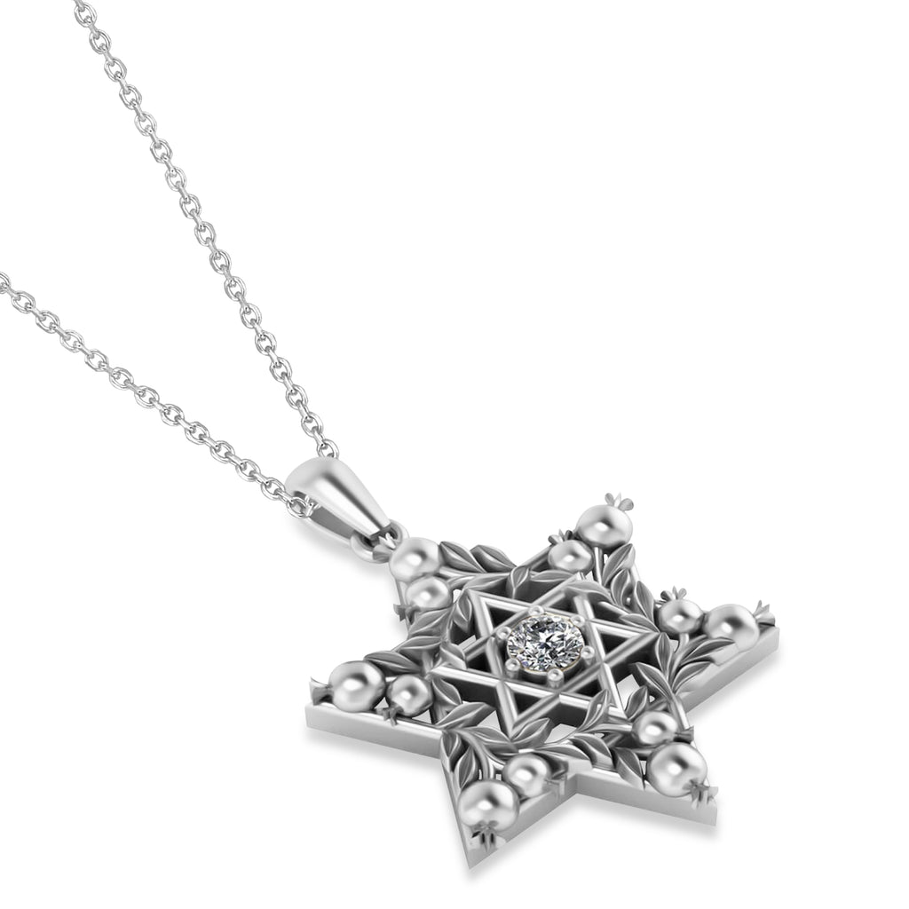 Diamond Jewish Star of David Pendant Necklace 14K White Gold (0.25ct)