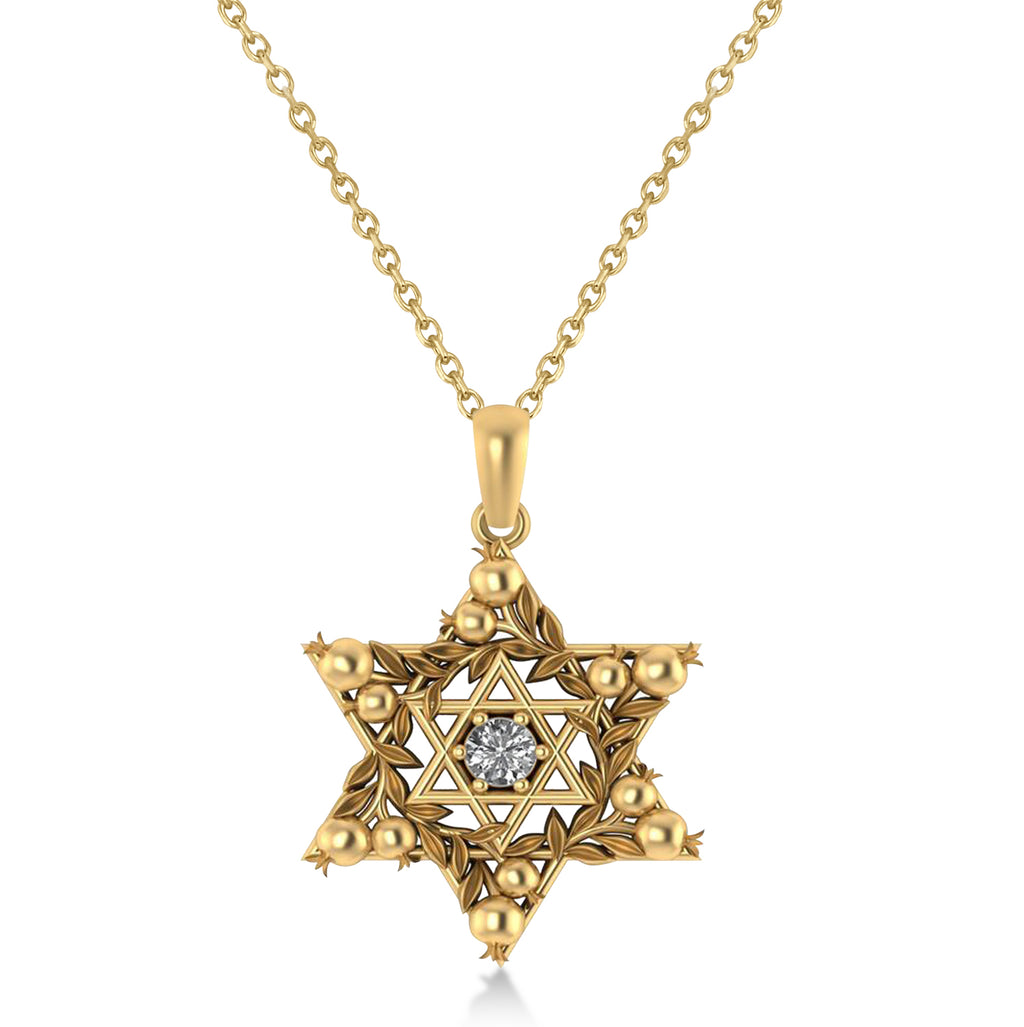 Diamond Jewish Star of David Pendant Necklace 14K Yellow Gold (0.25ct)