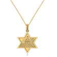 Jerusalem Motif Jewish Star of David Pendant Necklace 14K Yellow Gold