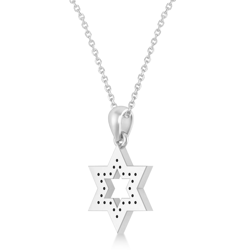 Diamond Jewish Star of David Pendant Necklace 14K White Gold (0.24ct)