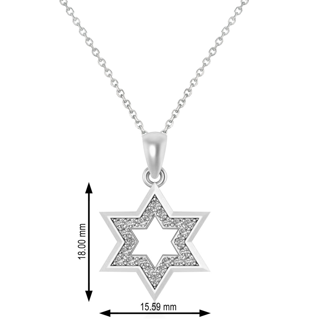 Diamond Jewish Star of David Pendant Necklace 14K White Gold (0.24ct)