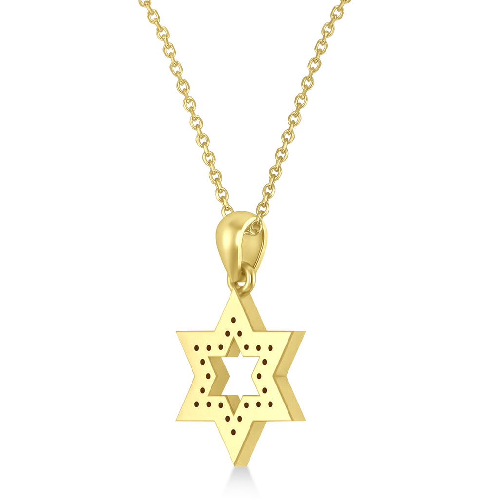 Diamond Jewish Star of David Pendant Necklace 14K Yellow Gold (0.24ct)