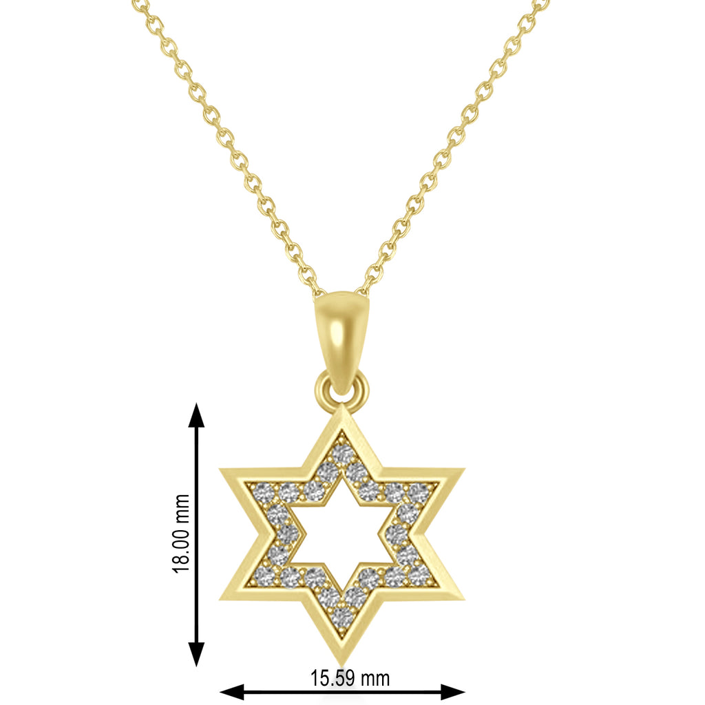 Diamond Jewish Star of David Pendant Necklace 14K Yellow Gold (0.24ct)