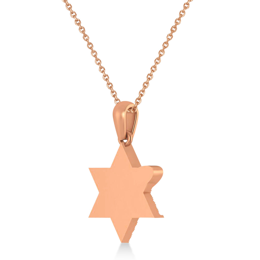 Jewish Star of David Shalom Pendant Necklace 14K Rose Gold