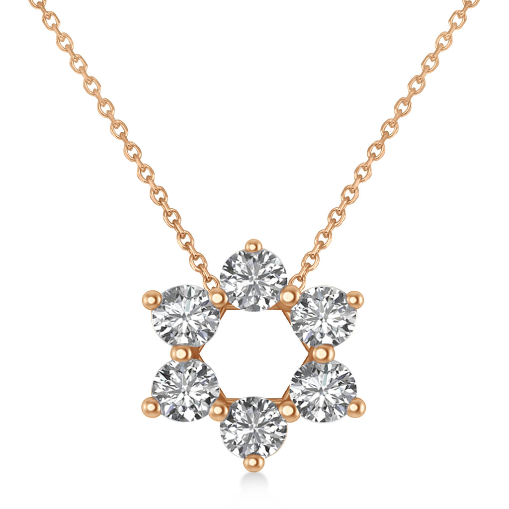 Jewish Star of David Diamond Pendant Necklace 14K Rose Gold (0.60ct)
