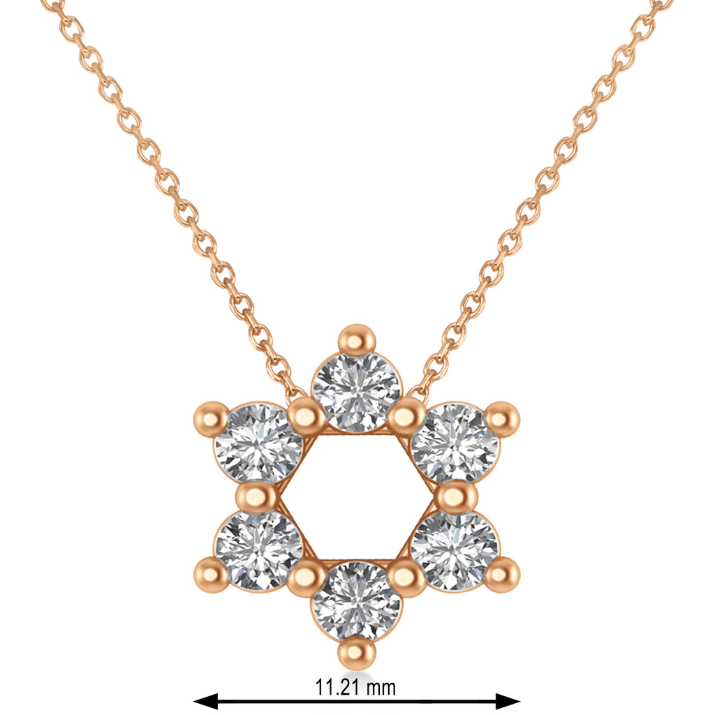 Jewish Star of David Diamond Pendant Necklace 14K Rose Gold (0.60ct)