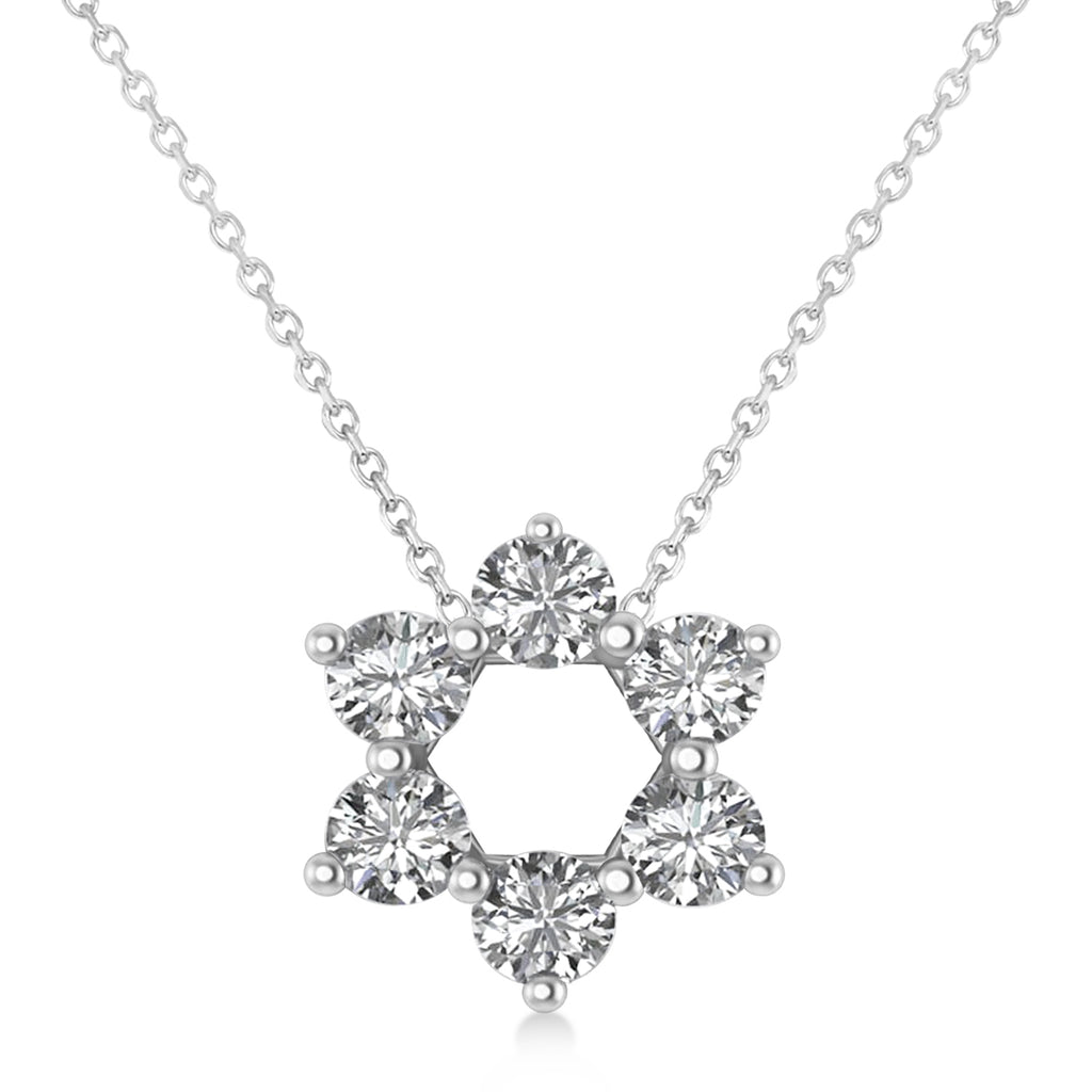 Lab Grown Diamond Jewish Star of David Pendant Necklace 14K White Gold (0.60ct)