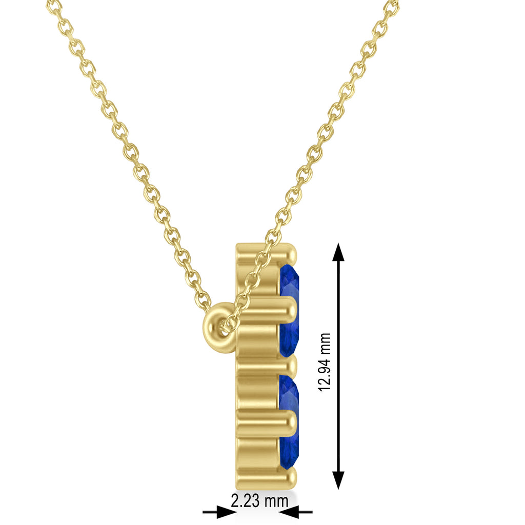 Blue Sapphire Jewish Star of David Pendant Necklace 14K Yellow Gold (0.60ct)