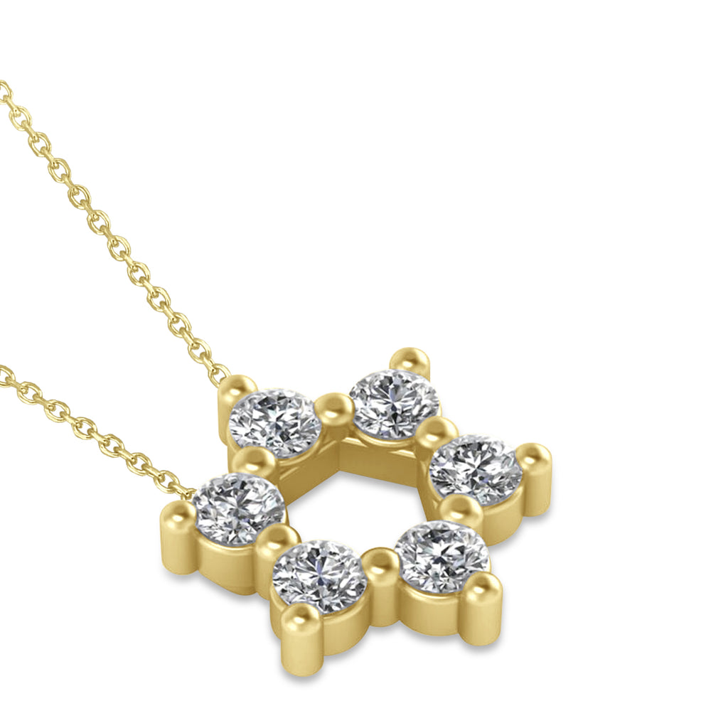 Jewish Star of David Diamond Pendant Necklace 14K Yellow Gold (0.60ct)