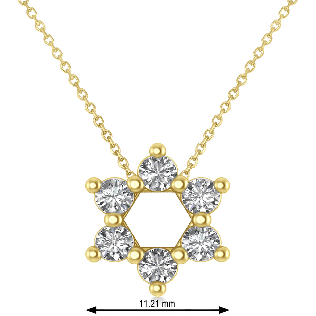 Jewish Star of David Diamond Pendant Necklace 14K Yellow Gold (0.60ct)