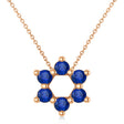 Star of David Lab Blue Sapphire Pendant Necklace 14K Rose Gold (0.60ct)
