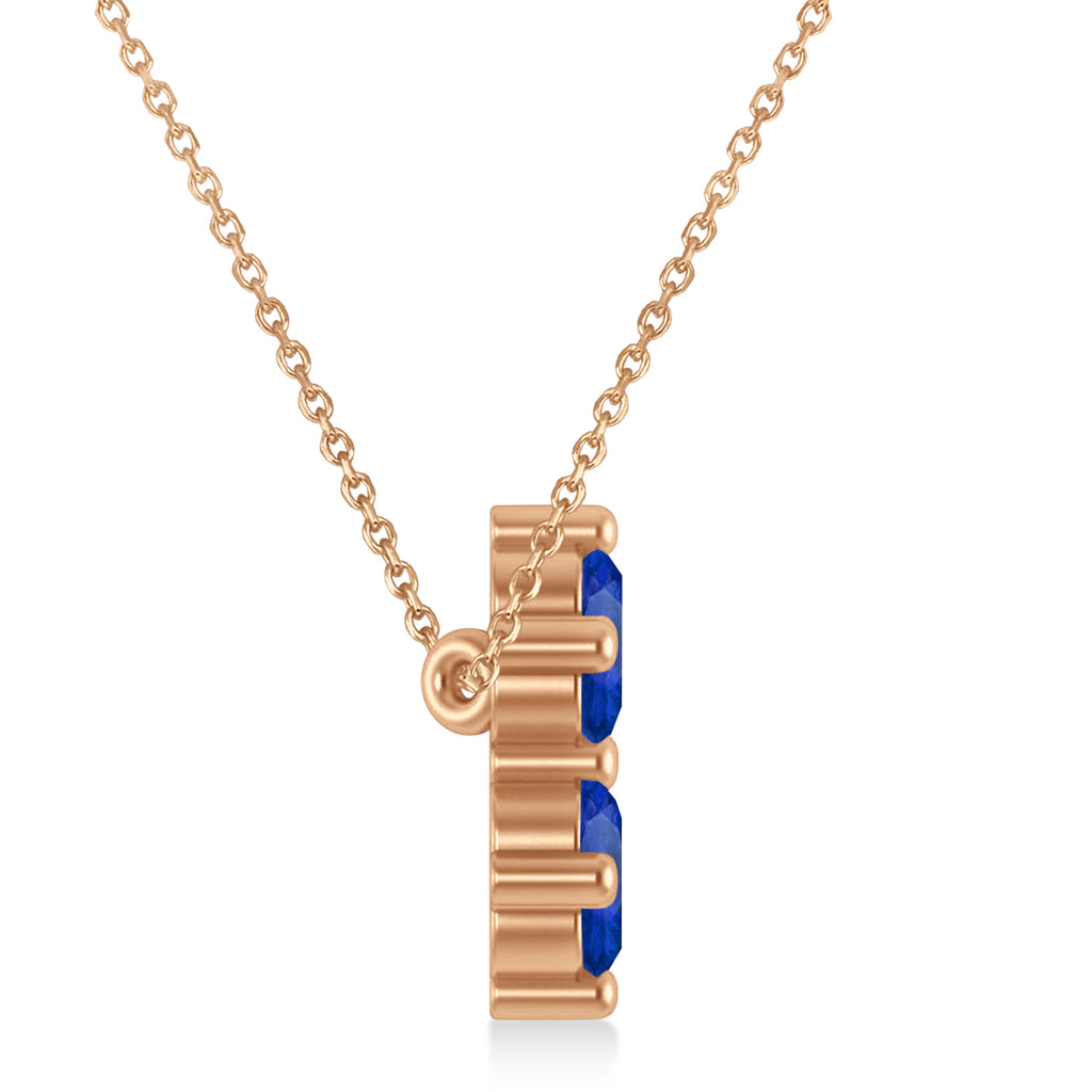 Star of David Lab Blue Sapphire Pendant Necklace 14K Rose Gold (0.60ct)