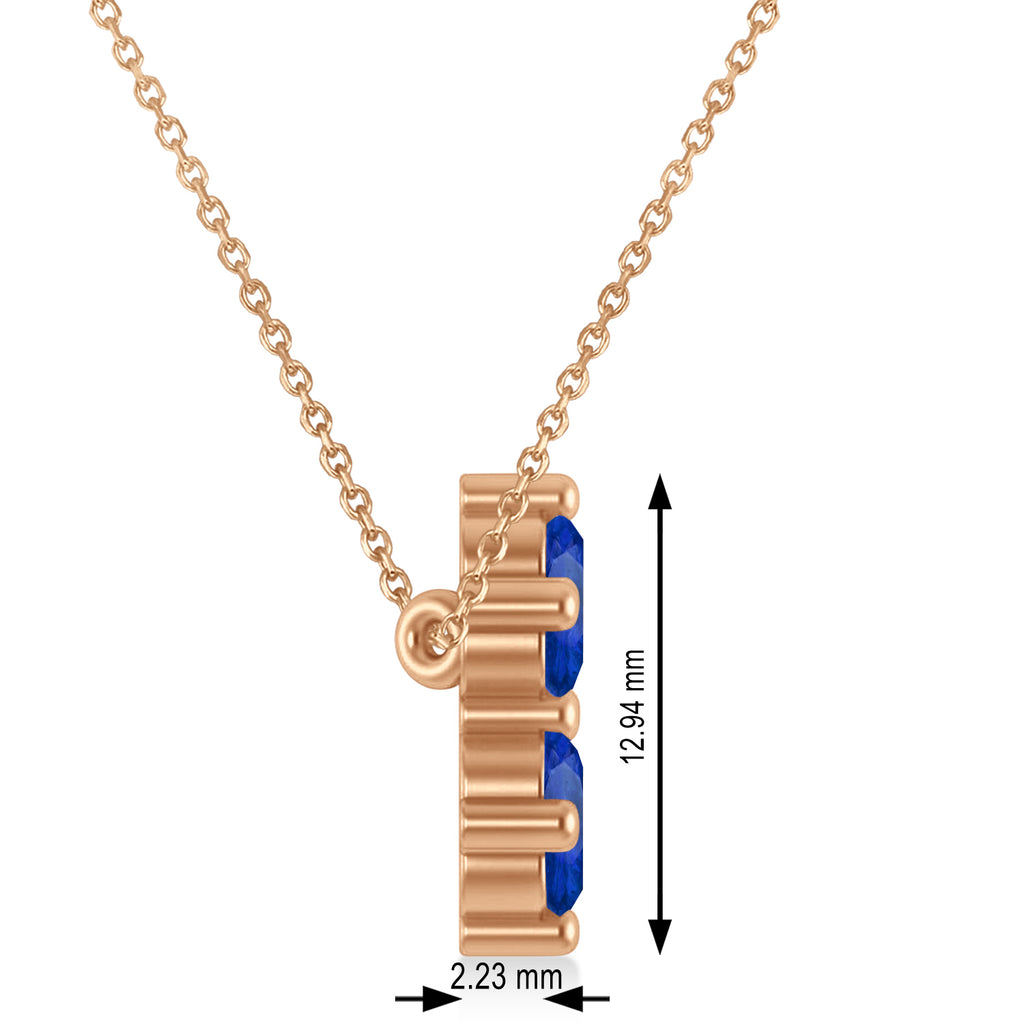 Star of David Lab Blue Sapphire Pendant Necklace 14K Rose Gold (0.60ct)