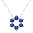 Star of David Lab Blue Sapphire Pendant Necklace 14K White Gold (0.60ct)