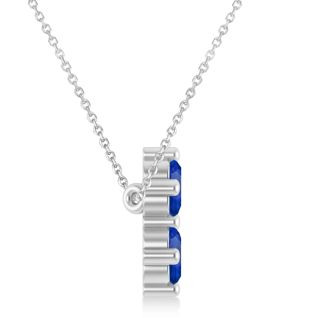 Star of David Lab Blue Sapphire Pendant Necklace 14K White Gold (0.60ct)