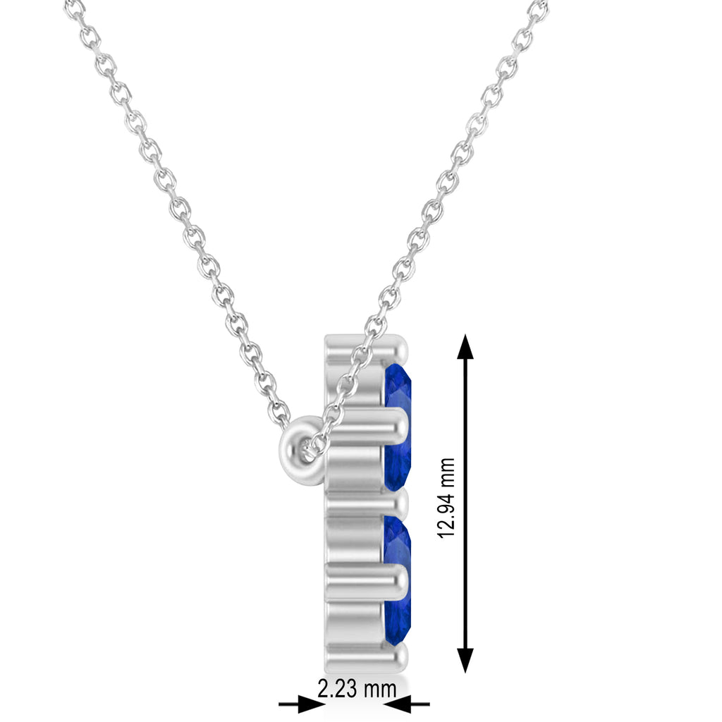 Star of David Lab Blue Sapphire Pendant Necklace 14K White Gold (0.60ct)