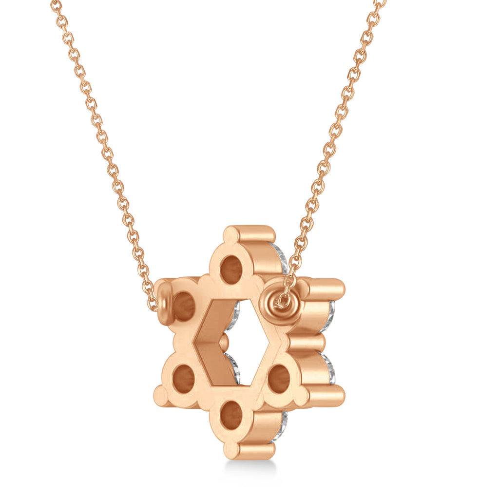 Star of David Diamond Pendant Necklace 14K Rose Gold (0.90ct)