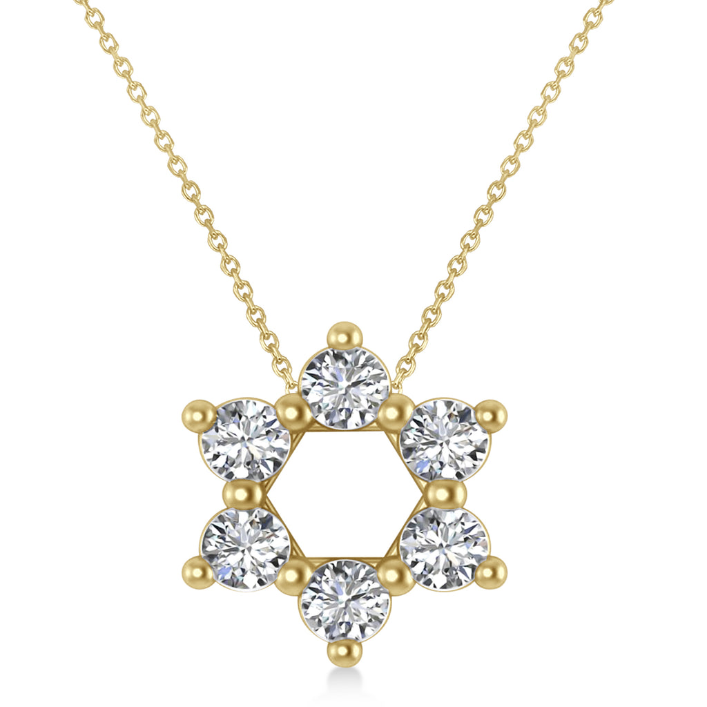 Star of David Diamond Pendant Necklace 14K Yellow Gold (0.90ct)