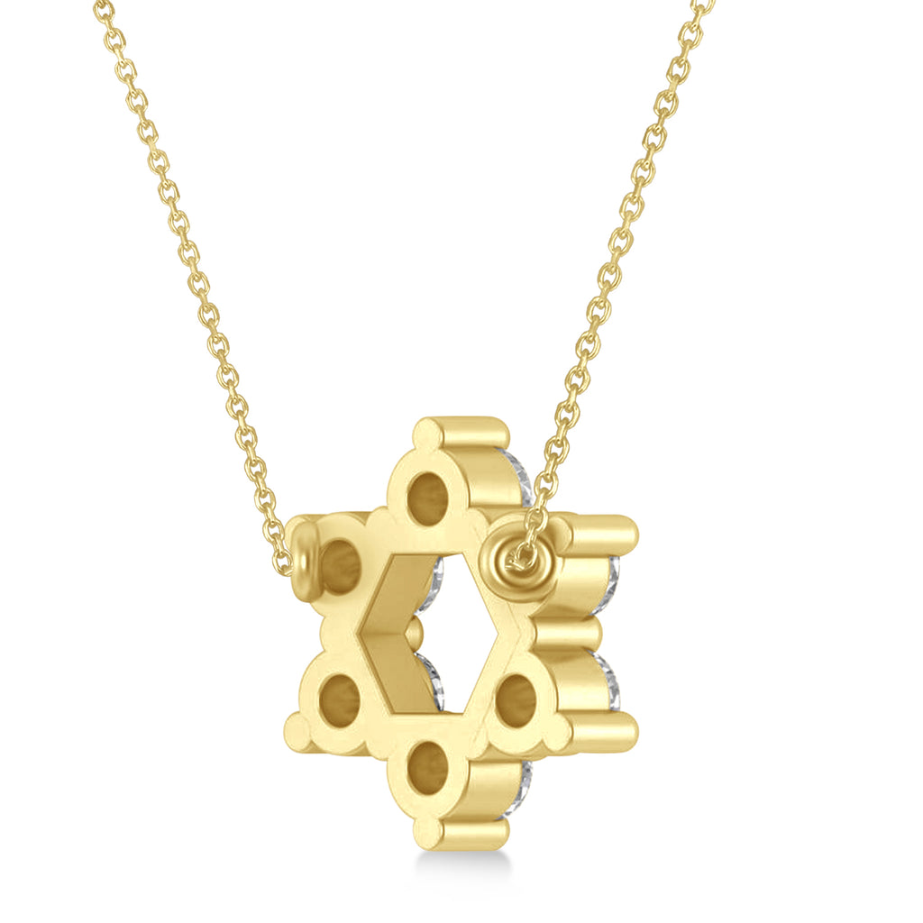 Star of David Diamond Pendant Necklace 14K Yellow Gold (0.90ct)
