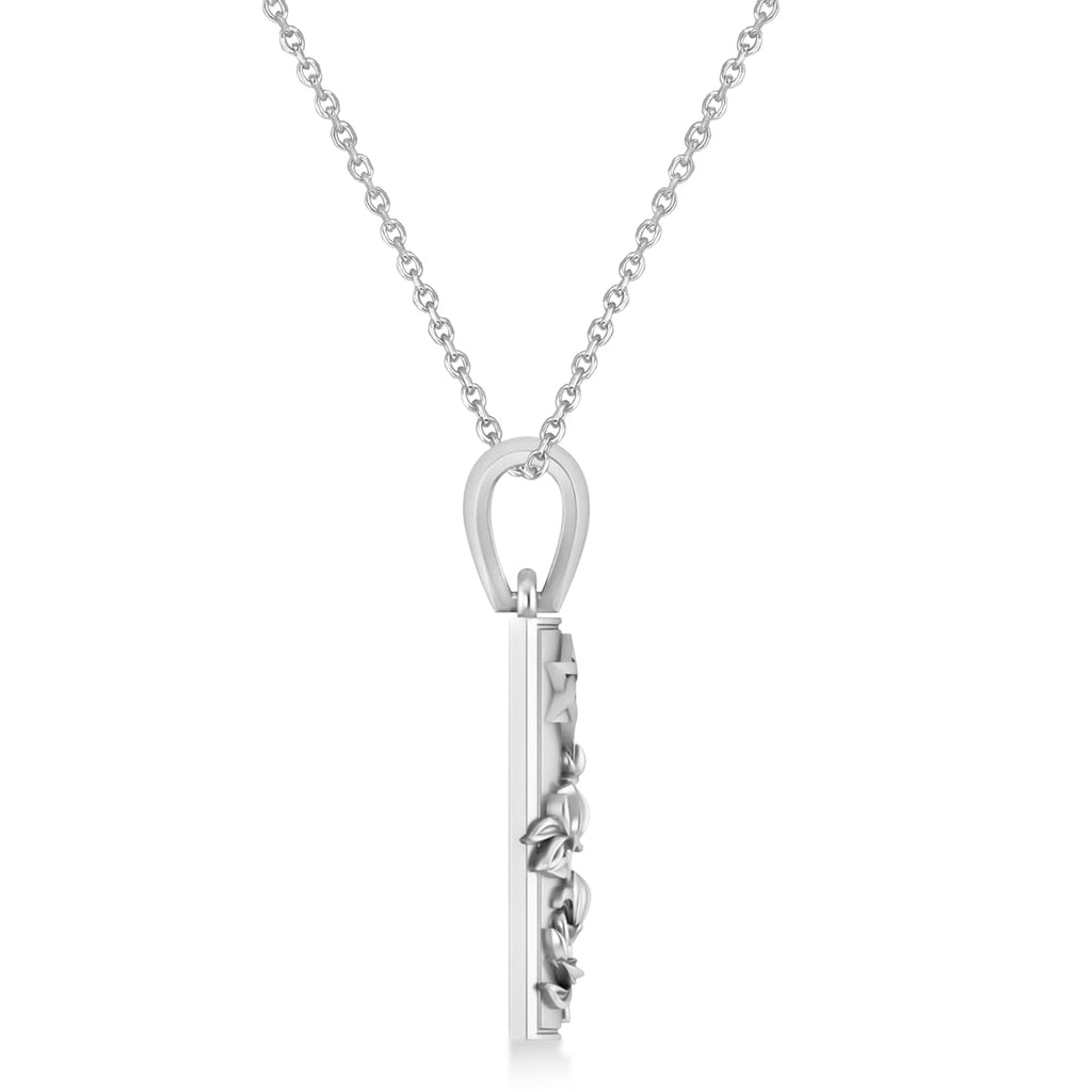 Jewish Star of David Mezuzah Pendant Necklace 14K White Gold