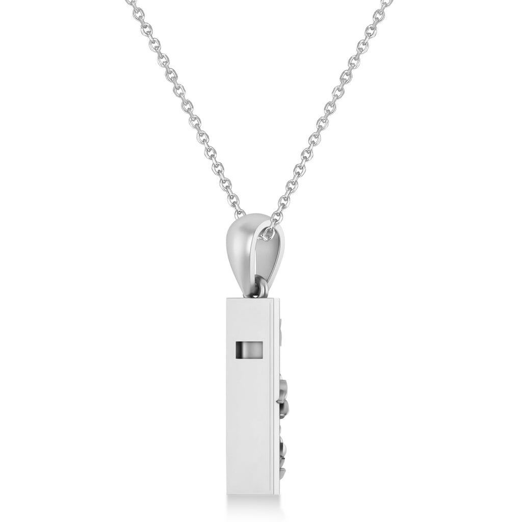 Jewish Star of David Mezuzah Pendant Necklace 14K White Gold