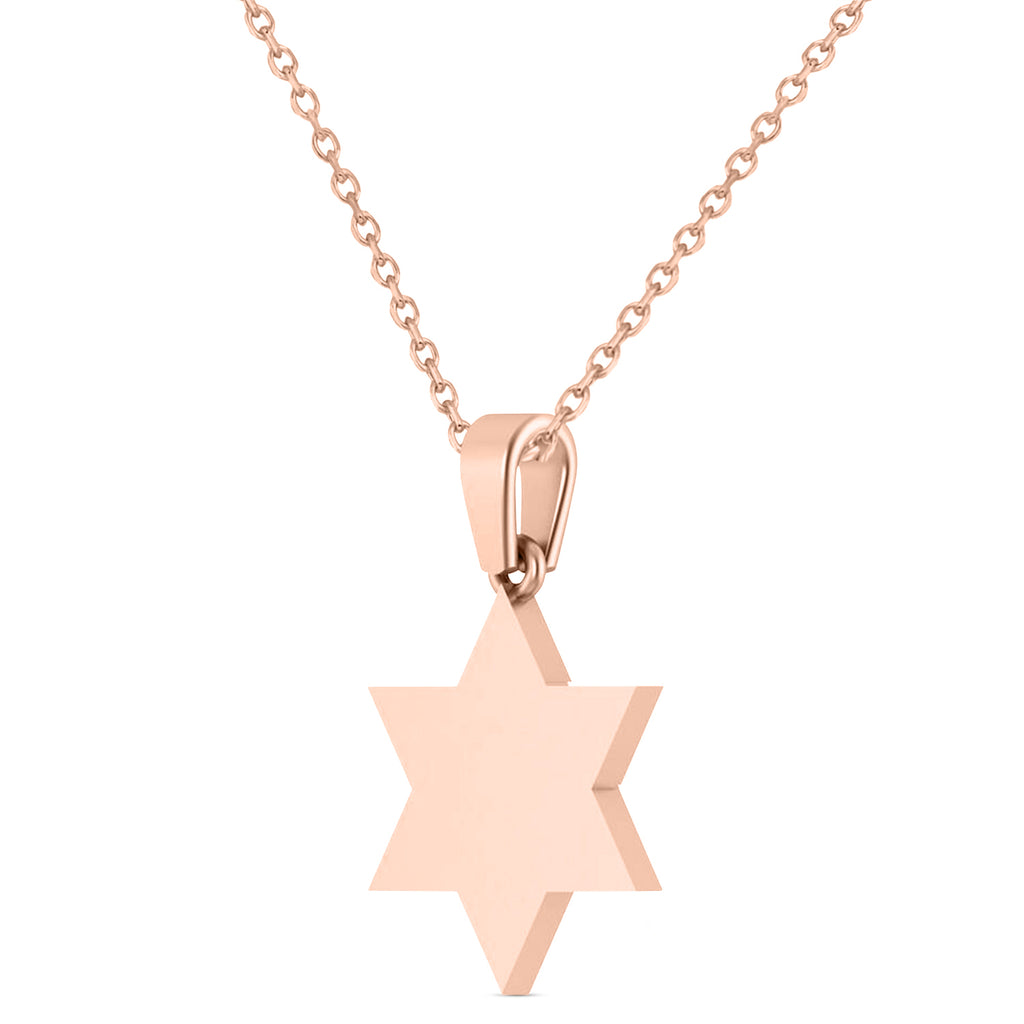 Jewish Star of David Pendant Necklace 14K Rose Gold