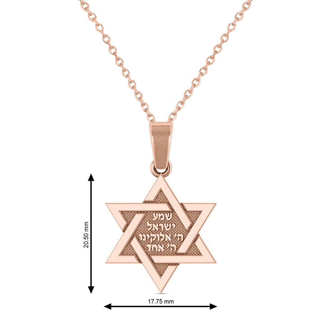 Jewish Star of David Pendant Necklace 14K Rose Gold