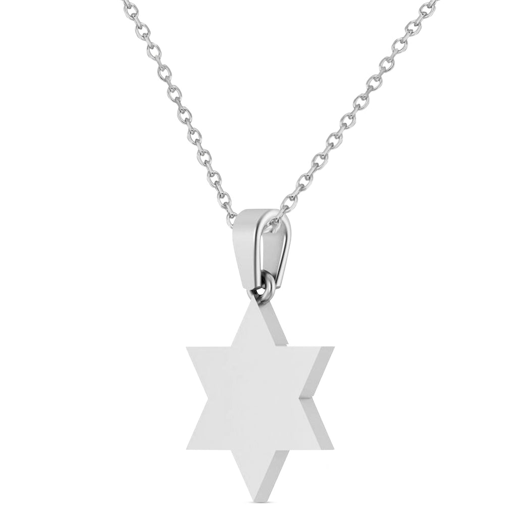 Jewish Star of David Pendant Necklace 14K White Gold
