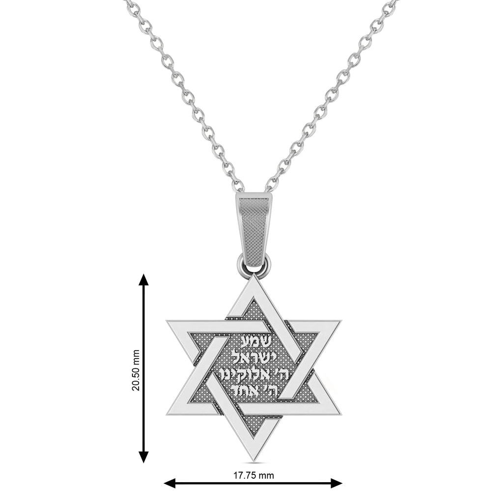 Jewish Star of David Pendant Necklace 14K White Gold