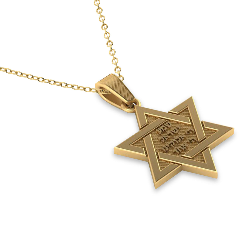 Jewish Star of David Pendant Necklace 14K Yellow Gold