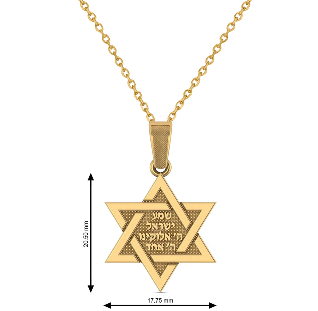 Jewish Star of David Pendant Necklace 14K Yellow Gold