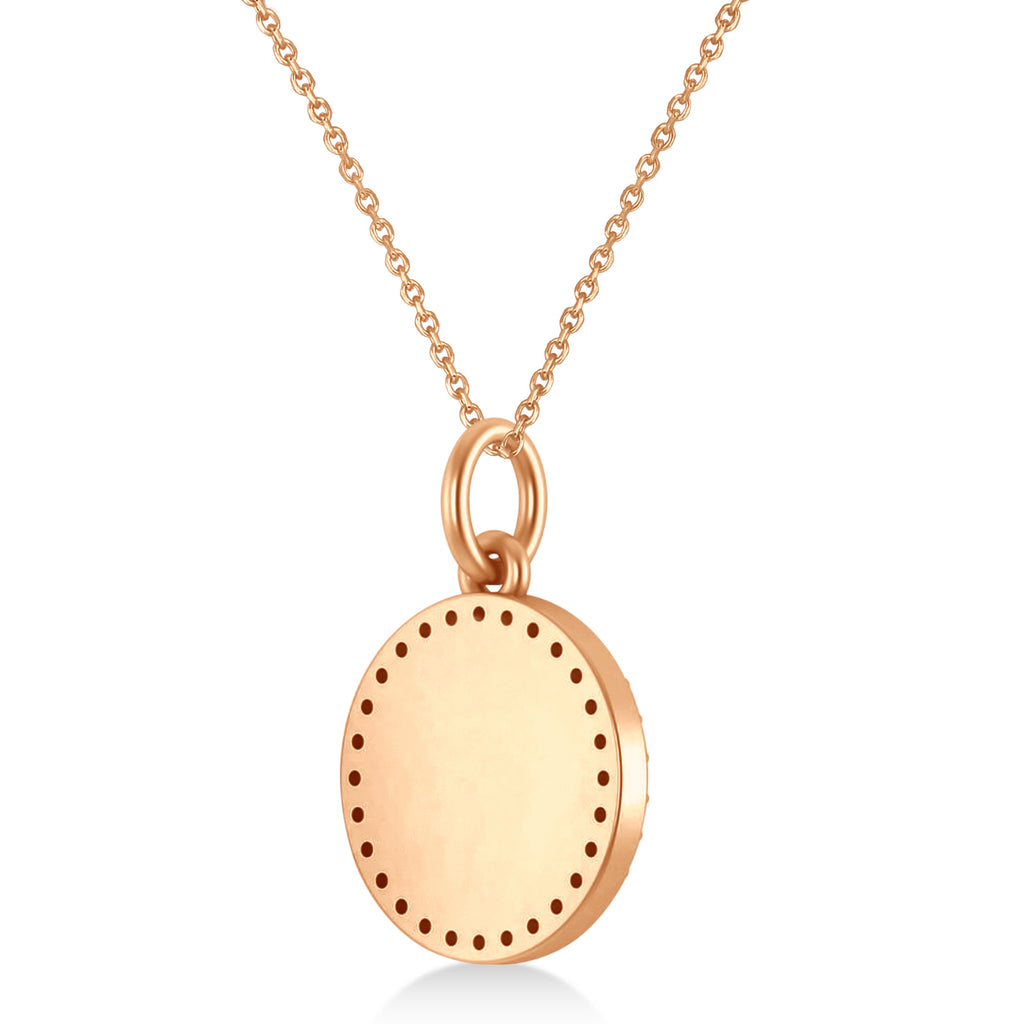Diamond Jewish Am Yisrael Chai Disc Pendant Necklace 14K Rose Gold (.28ct)
