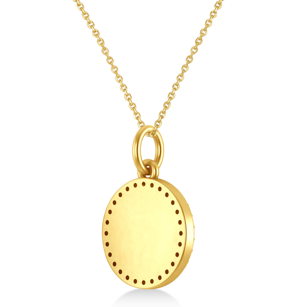 Diamond Jewish Am Yisrael Chai Disc Pendant Necklace 14K Yellow Gold (.28ct)