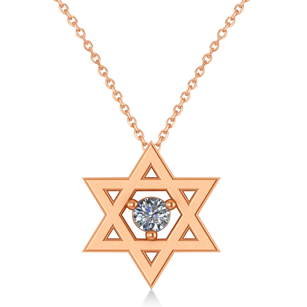 Floating Diamond Jewish Star of David Pendant Necklace 14K Rose Gold (.15ct)