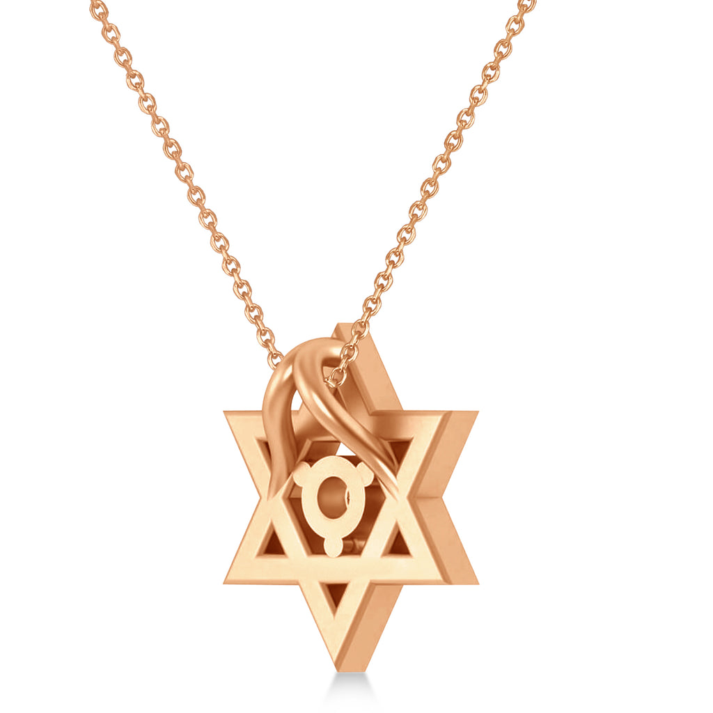 Floating Diamond Jewish Star of David Pendant Necklace 14K Rose Gold (.15ct)
