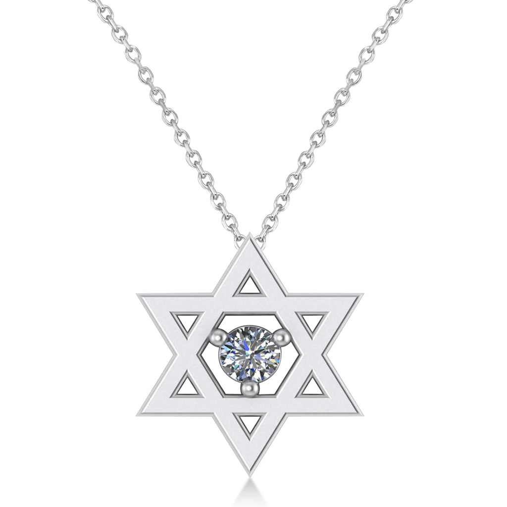 Floating Diamond Jewish Star of David Pendant Necklace 14K White Gold (.15ct)