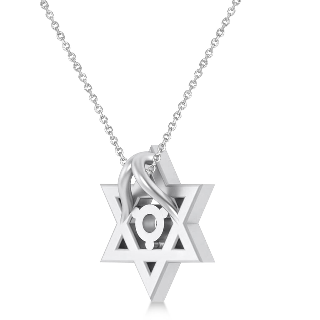 Floating Diamond Jewish Star of David Pendant Necklace 14K White Gold (.15ct)