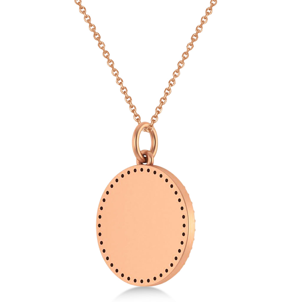 Diamond Jewish Am Yisrael Chai Disc Pendant Necklace 14K Rose Gold (.40ct)
