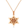 Jewish Star of David with Sheema Israel Prayer Pendant Necklace 14K Rose Gold