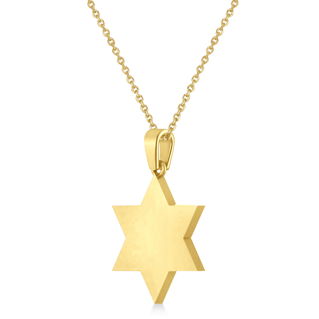 Jewish Star of David with Sheema Israel Prayer Pendant Necklace 14K Yellow Gold