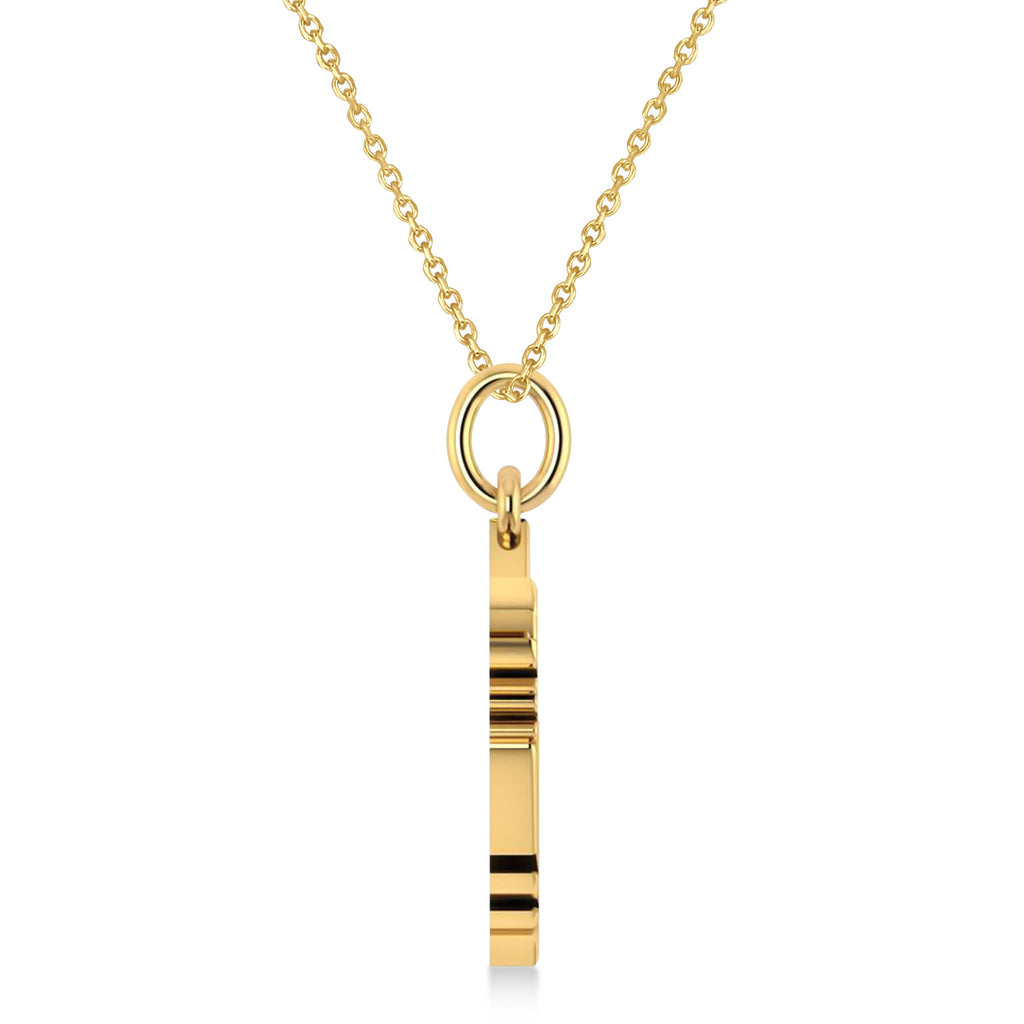 Jewish Star Of David Am Yisrael Chai Pendant Necklace 14K Yellow Gold