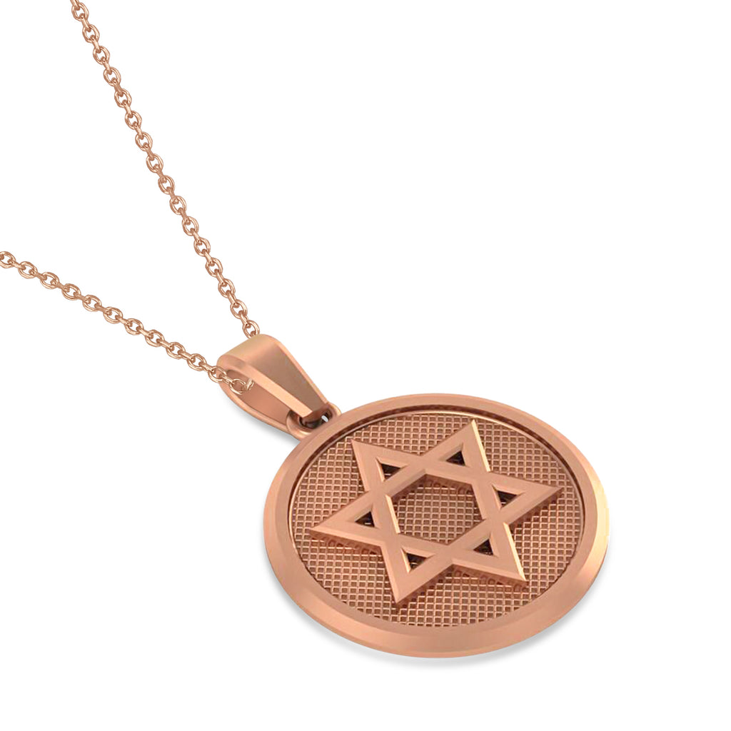 Jewish Star Of David Pendant Necklace 14K Rose Gold