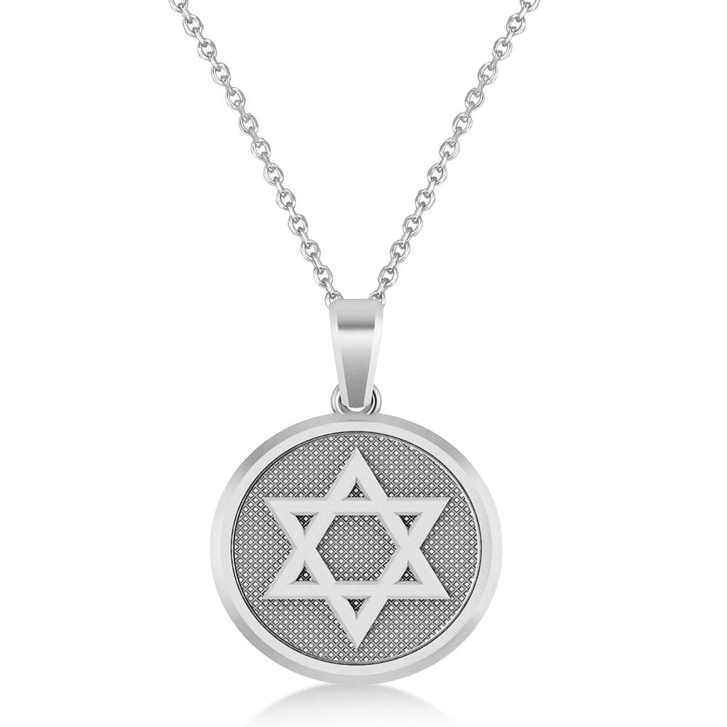 Jewish Star Of David Pendant Necklace 14K White Gold