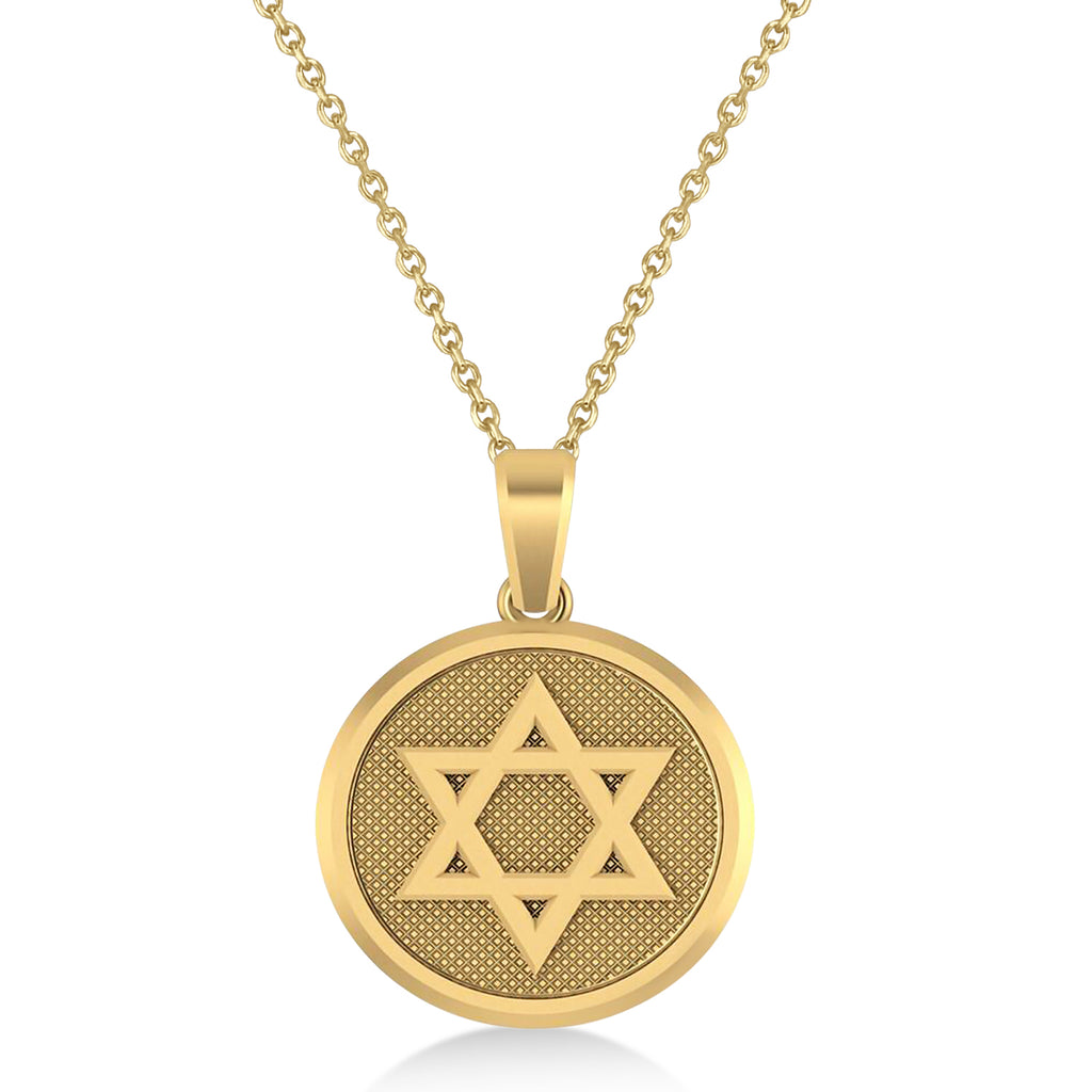 Jewish Star Of David Pendant Necklace 14K Yellow Gold