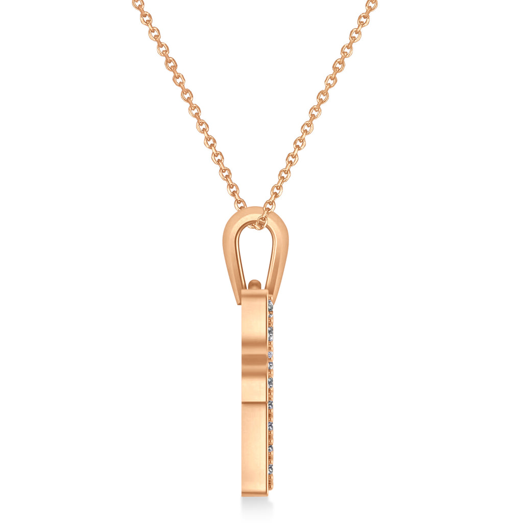 Diamond Jewish Chai Pendant Necklace 14K Rose Gold (0.57ct)
