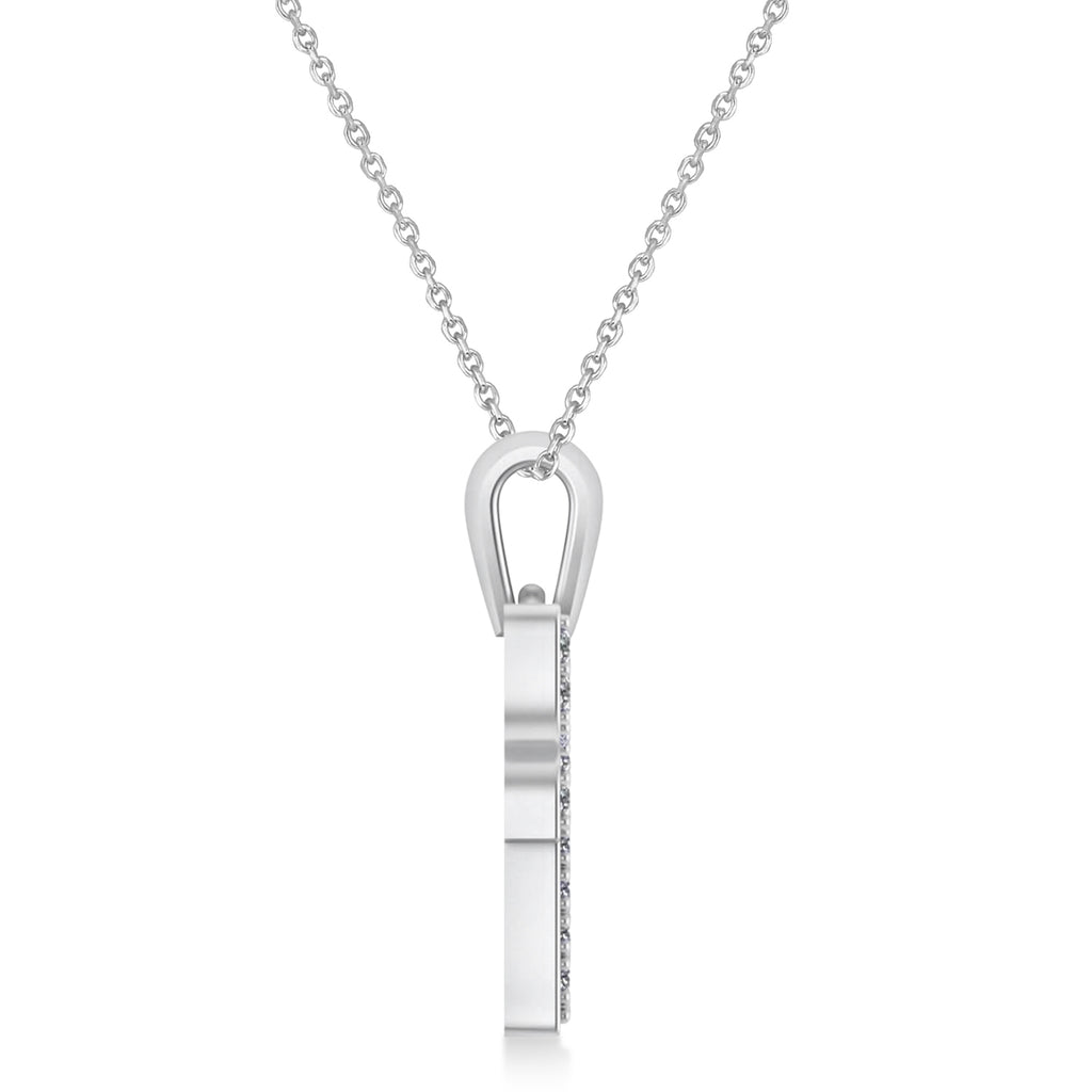 Diamond Jewish Chai Pendant Necklace 14K White Gold (0.57ct)